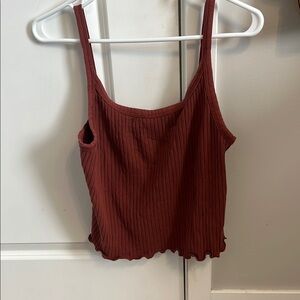 Old Navy Red Ribbed Burnt Orange Crop Camisole